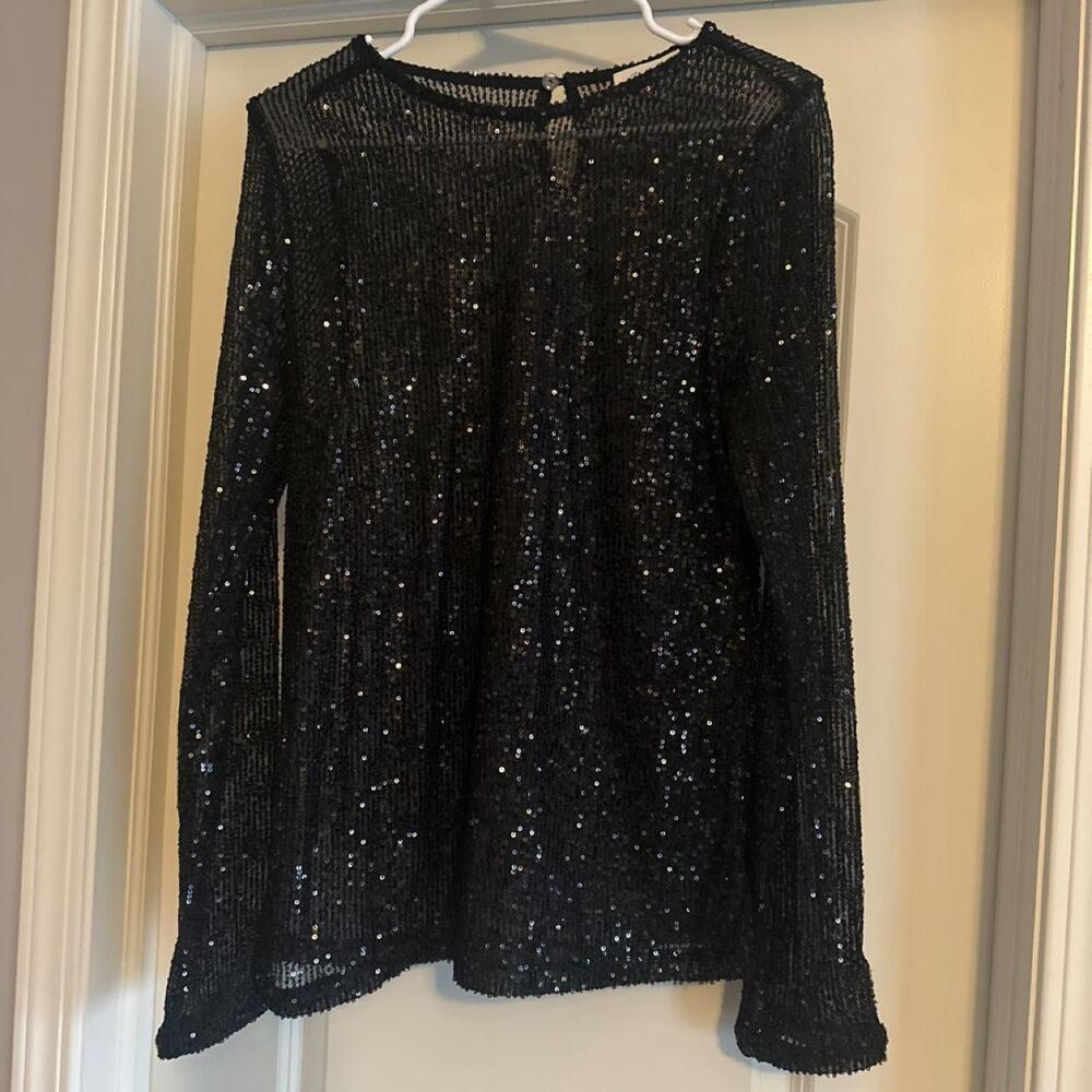 Women's Black Sequin Blouse